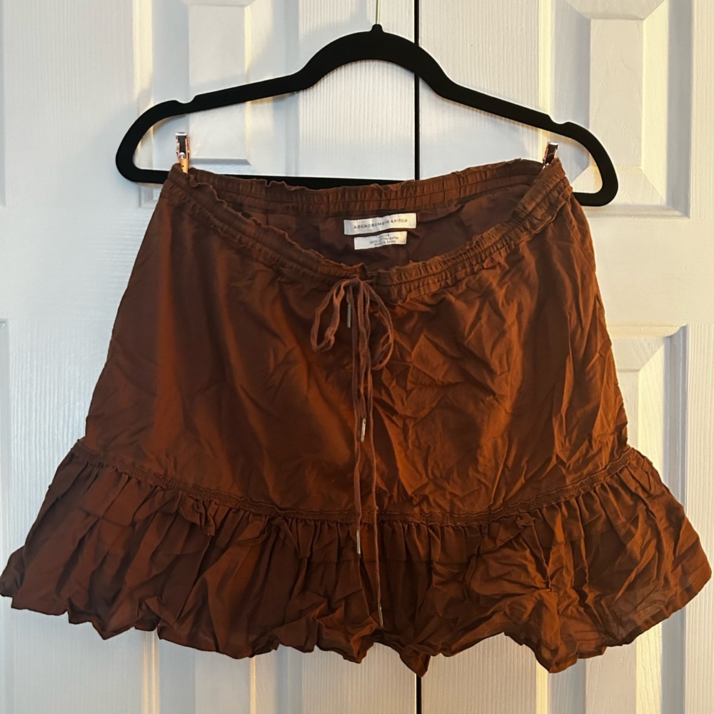 Abercrombie & Fitch, skirt, brown, vintage, cottage core, flowy, soft, tie up.